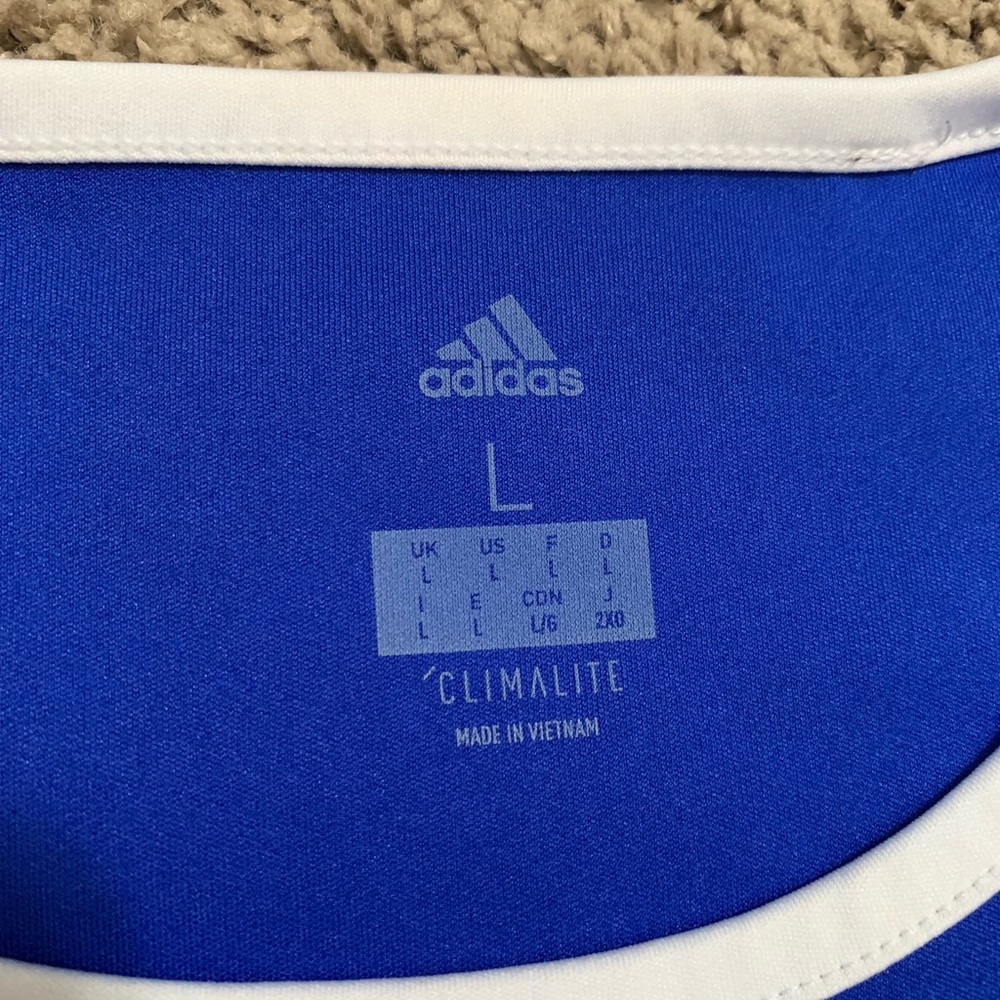 Adidas Climalite Blue White Soccer Shirt Jersey Large - Picture 2 of 5